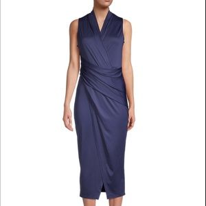NWT Rachel Roy Navy Blue Wrap Bodycon Midi Dress S